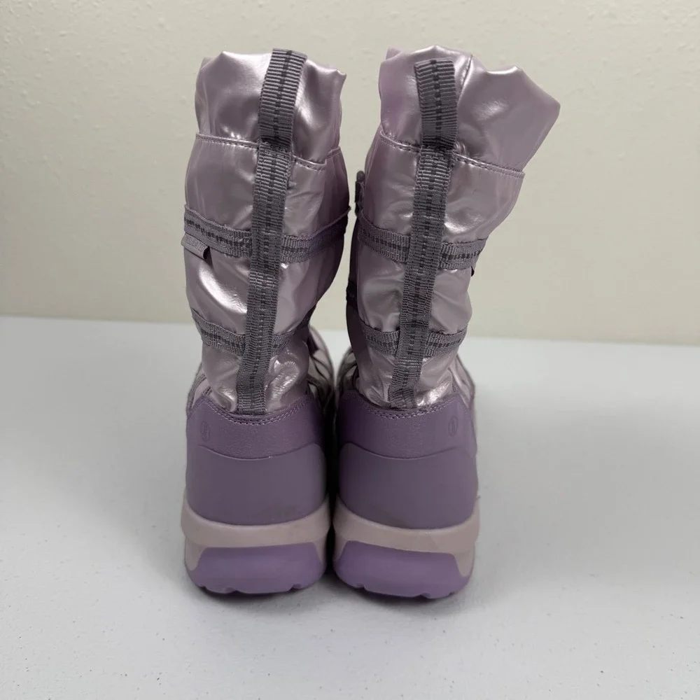 Lands End Womens Purple‎ Puffer Lace Up Winter Snow Boots Size 7M US